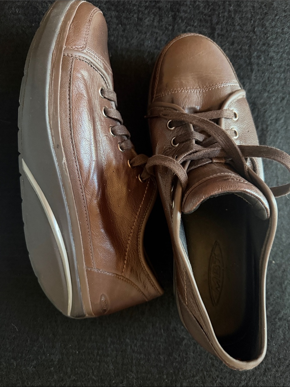 Woman’s MBT Brown Leather Lace-Up Comfort Shoes